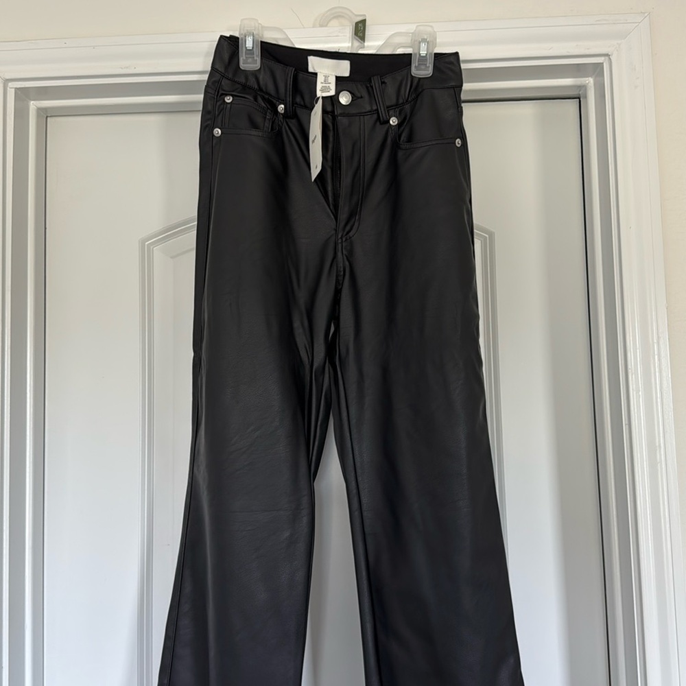 Black Vegan Leather Pants – Size 4